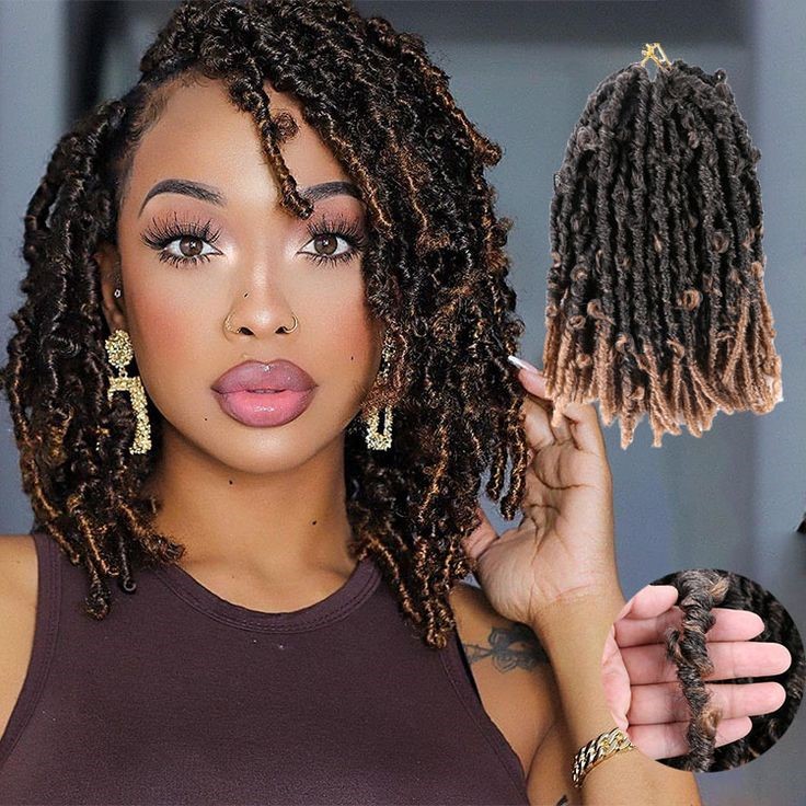 a woman with a 10 inch Butterfly locs hairstyle